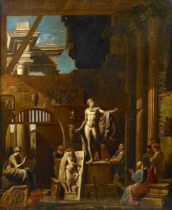A Sculptor With Patrons Amongst Classicalruins