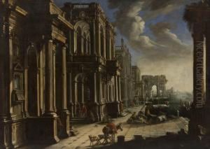 Veduta Con Architetture, Arco Di Trionfo E Figure