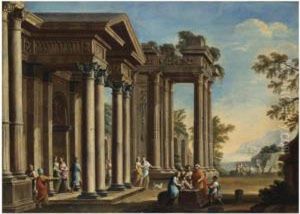 Capriccio Architettonico Con Figure by Alessandro Salucci