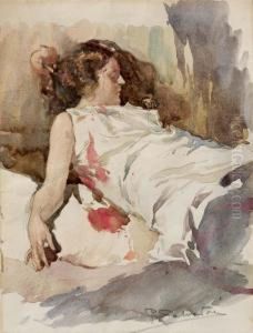 Giovane Donna Che Riposa by Riccardo Salvadori