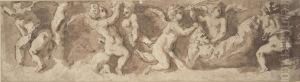 Design For A Frieze With Winged Putti Tormenting A Satyr