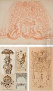Un Album De 115 Pages Intitule 'receuil De Calques De Vases, Plafonds, Trophees, Arabesques Et Trepieds Dessinees I Rome' Et Constitue D'environ 220 Dessins Un Album De 115 Pages Intitule 'receuil De Calques De Vases, Plafonds, Trophees, Arabesques Et Trepieds Dessinees I Rome' Et Constitue D'environ 220 Dessins