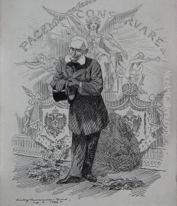 Planning 1900's Exposition Universelle With Man With Tophat And Czarist Banner.