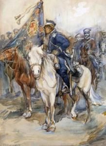 Battle Scene by Nikolai Semenovich Samokish