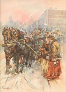 Nevsky Prospekt by Nikolai Semenovich Samokish