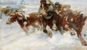 Racing Troika by Nikolai Semenovich Samokish