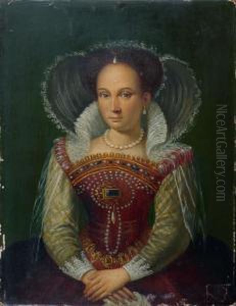 Portrait De Jeune Femme A La Robe Rouge - view 1