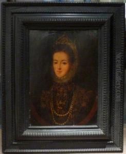  Portrait De Jeune Femme Dans Un Ovale Peint 