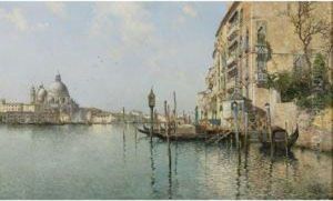 At The Mouth Of The Grand Canal, Santa Maria Della Salute In Thedistance
