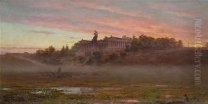 Theresienwiese And Bavaria In Munich At Evening Light. by Maximilien E. Sand