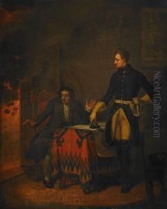 Karl Xii Med Skrivare Under Stridens Hetta