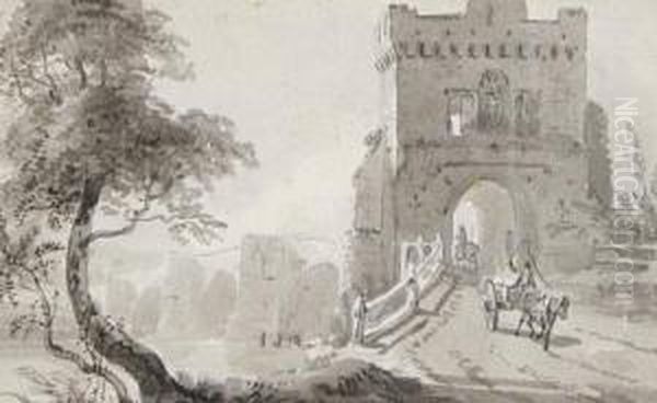 Bridge And Gatehouse With Figures - view 1