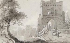 Bridge And Gatehouse With Figures Bridge And Gatehouse With Figures
