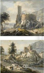 A Set Of Four Capriccio Landscapes by Thomas Sandby