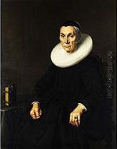 Bildnis Einer Alteren Dame In Schwarzem Kleid Mit Halskrause Und Haubchen by Herkules Sanders