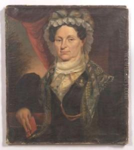 Portrait Of A Lady Holding A Red Book. by Henry Sanderson
