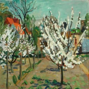 Garden With Fruit Trees In Blossom by Anna Marie Sandholt