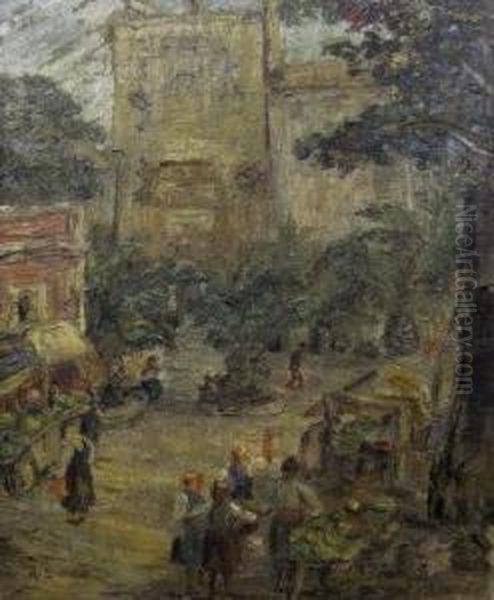 Figures In A Town Square - view 1