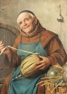 Monk With Wine Bottle