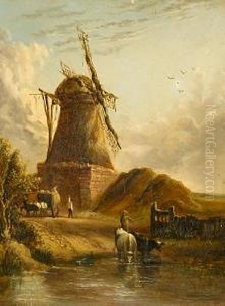 Landscape With Haycart, Cattle And Figuresbefore A Windmill - view 1