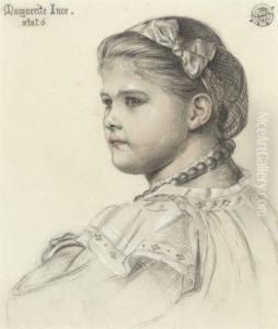 Portrait Of Miss Marguerite Ince, Aged Six, Half-length by Emma Sandys