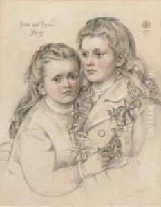 Double Portrait Of Anna And Agnes Young, Half-length by Emma Sandys
