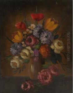 Floral Still Life With Tulips And Mums Floral Still Life With Tulips And Mums