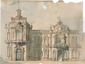 The Facade Of An Italian Palace by Alessandro Sanquirico