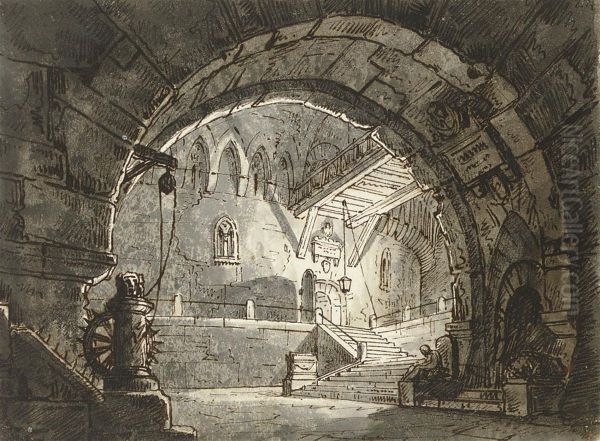 A Stage Design For Vincenzo Bellini's Opera 'la Straniera' - view 1