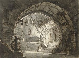 A Stage Design For Vincenzo Bellini's Opera 'la Straniera' by Alessandro Sanquirico