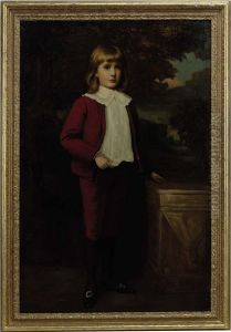 Portrait Of A Young Boy Wearing A Red Suit