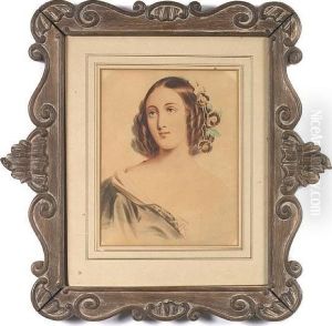 A Portrait Of A Young Lady With A Garland In Her Hair