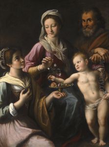 The Holy Family With Saint Dorothea by Fabrizio Santafede