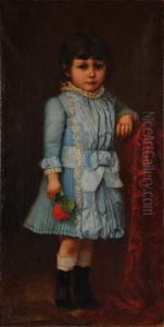 Ritratto Di Bimba Con Geranio Rosso