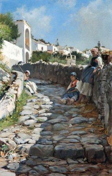 Paysannes Sur Le Chemin A Ravello Sur La Cote Almafitaine. - view 1