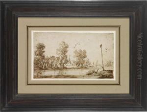 River Landscape by Pieter Dircksz. Santvoort