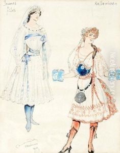 A Group Of Original Costume Designsfor La Scala, Milan