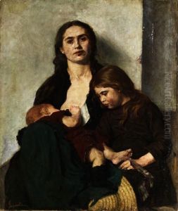 Italienische Mutter Mit Zwei Kindern by Edgardo Saporetti