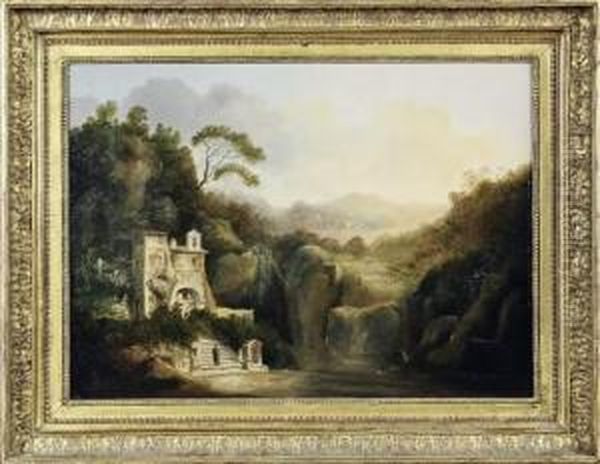 Paysage D'italie Au Monastere Et Aux Ruines - view 1