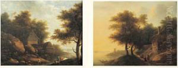 Bergers Et Leurs Troupeaux A L'embouchure D'une Riviere - view 1