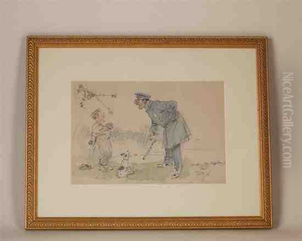 A Policeman With Young Boy And Dog - view 1