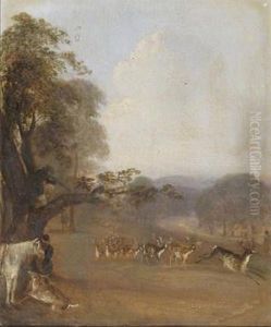 Deer In A Park by H. Sargeant