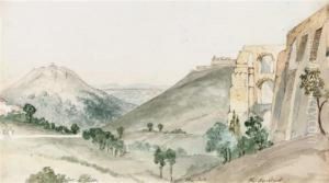 A View Of Elvas With An Aquaduct In The Foreground And The Fort La Lippe Beyond A View Of Elvas With An Aquaduct In The Foreground And The Fort La Lippe Beyond