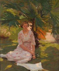 Young Female Seated Under A Tree by Paul Turner Sargent