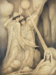 Deux Anges Veillant Un Prophete by Leonard Sarluis