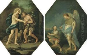 Gesu E San Giovanni Battista; E Tobiolo E L'angelo by Antonio Sarnelli