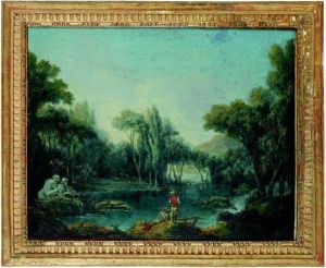 River Landscape With Figures by Jean Baptiste Sarrazin