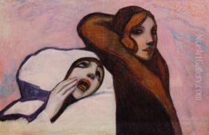 "fanciulle Su Fondo Rosa" 1931 by Federico Sartori