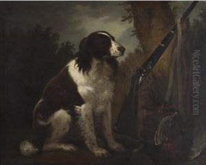 A Springer Spaniel And His Trophy In A Wood by John Nost Sartorius
