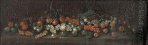 Nature Morte Aux Groseilles, Raisins Et Fruits Sur Entablement by William Sartorius